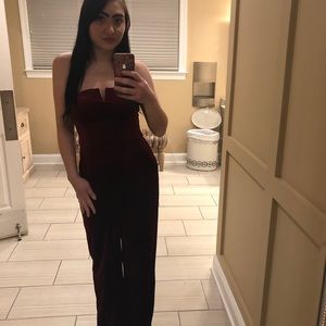 Worn once red jumpsuit velvet